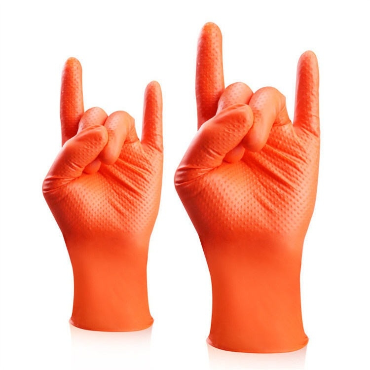 Nitrile Diamond Pattern Oil Resistant Gloves Work Safety Custom Color Waterproof