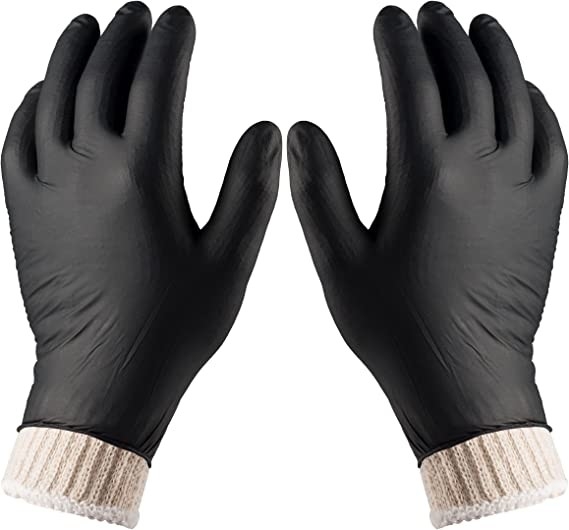 Disposable Washable Cotton Liners Powder And Latex Free Black Nitrile Gloves Large